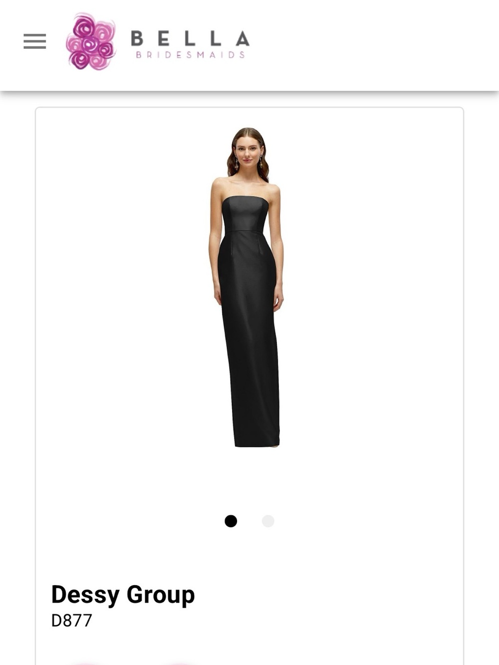 Dessy Group Strapless Black Column Gown